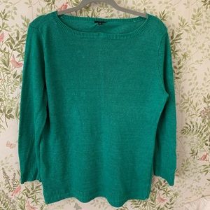 Talbots Green Linen Wide Neck Sweater